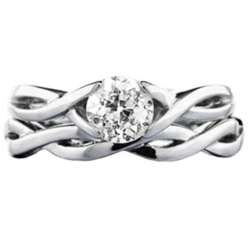Infinity Shank Woman's White Gold Weeding Anniversary Solitaire Diamond Ring