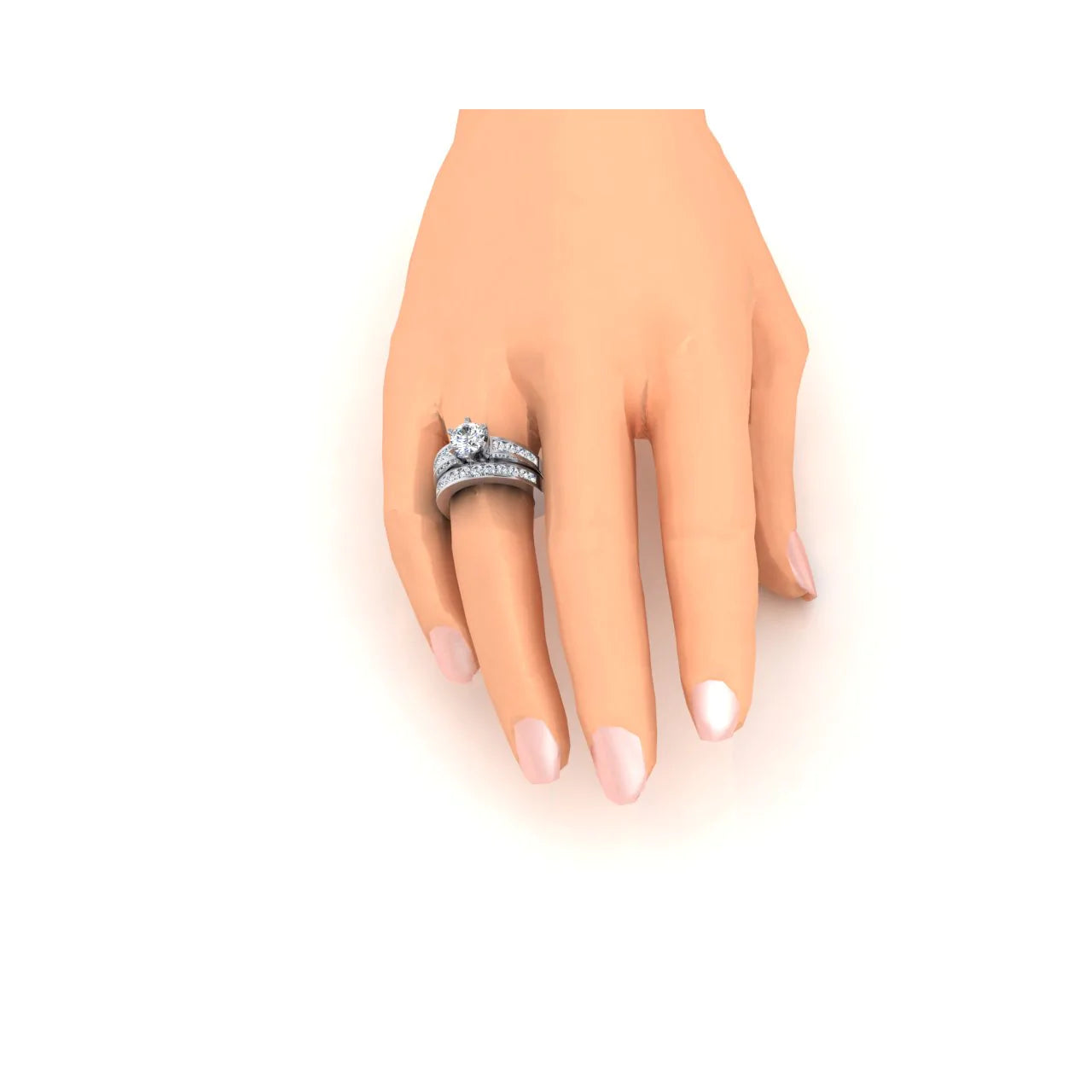 Euro Shank Diamond Engagement Ring With Accents WG 14K