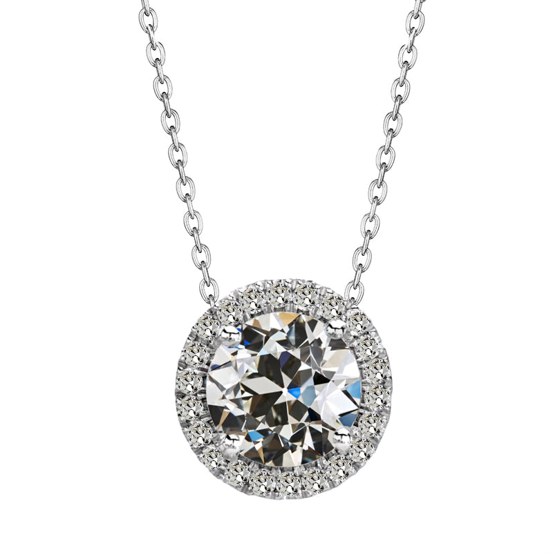 natural round diamond 4ct pendant front view