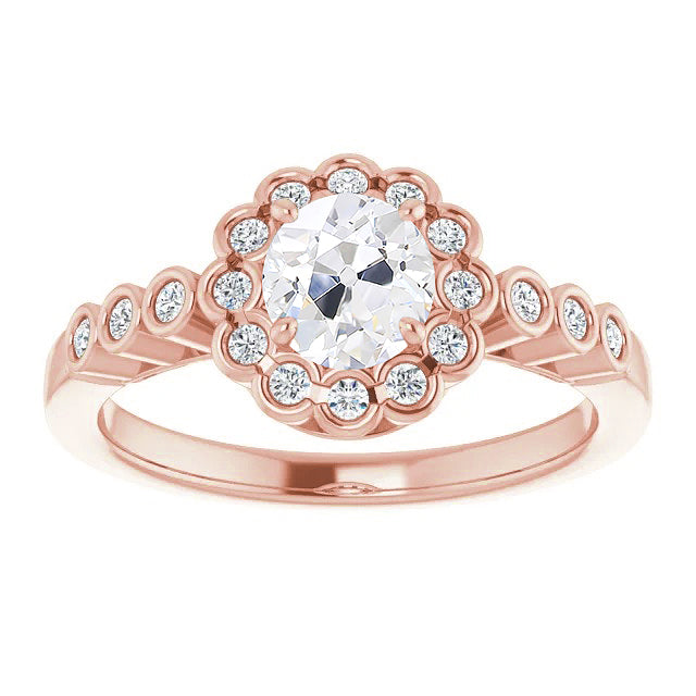 Round Halo Old Miner Diamond Ring