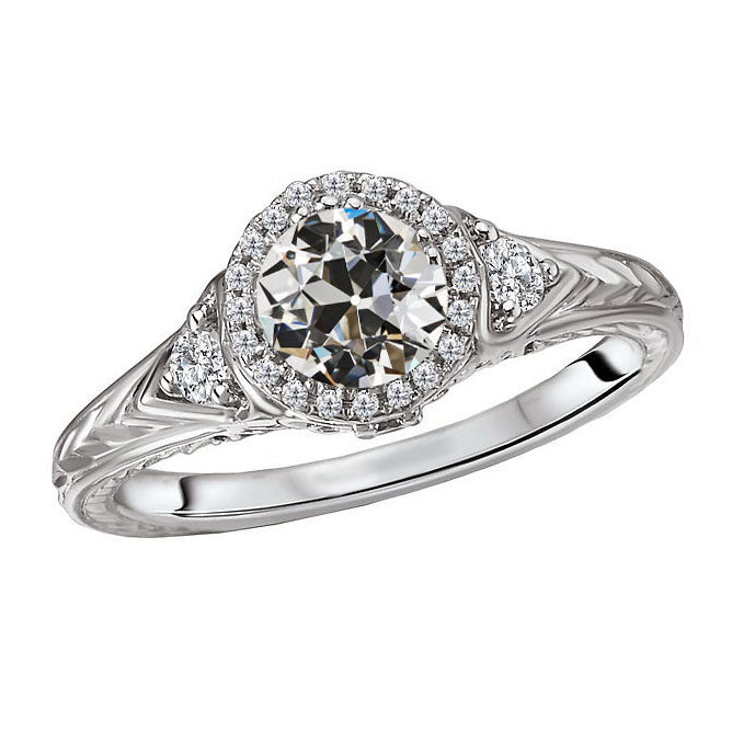 Round Old Cut Diamond Halo Anniversary Vintage Style Ring 3 Carats