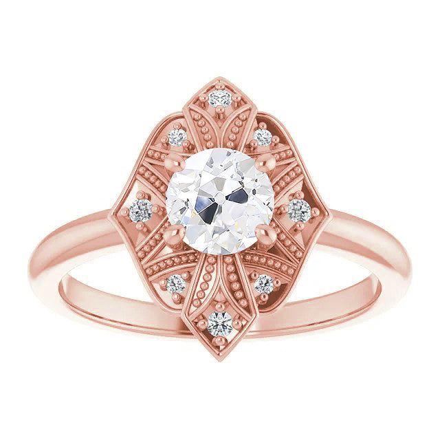 Round Old Cut Diamond Halo Ring