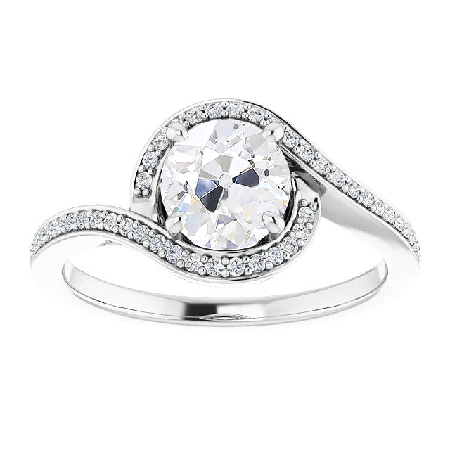 Round Old Miner Diamond Halo Ring With Accents Prong Set
