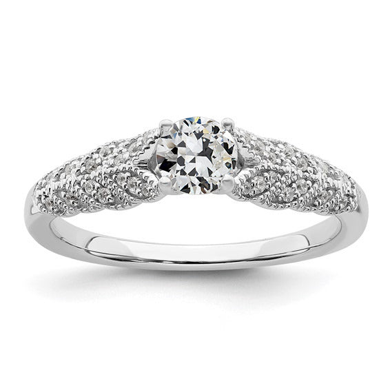 Round Old Cut Diamond Ring Milgrain Prong Set