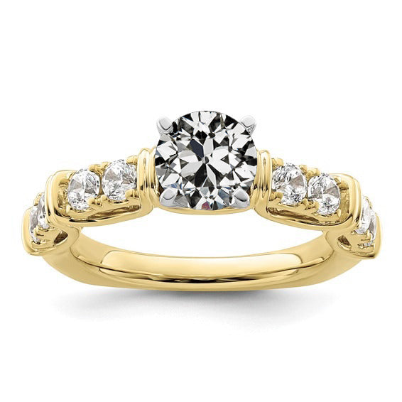 Round Old Cut Diamond Ring Prong Set