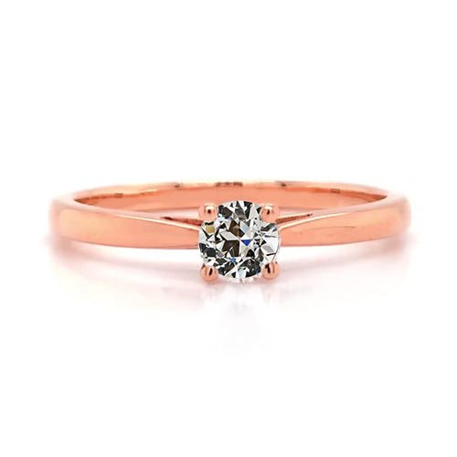 Rose Golden High Quality Round Old Cut Diamond Solitaire Ring