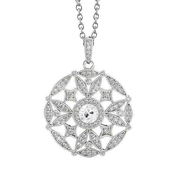 Round Old Cut Halo Diamond Fancy Pendant