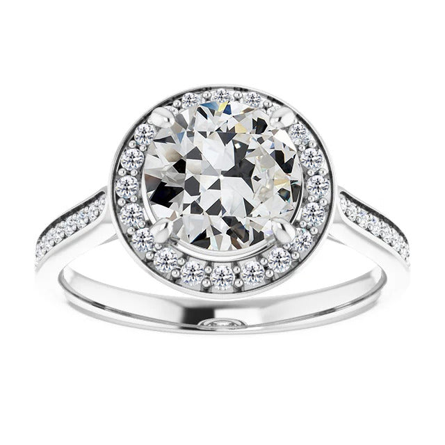 natural round diamond 3.50ct ring front view