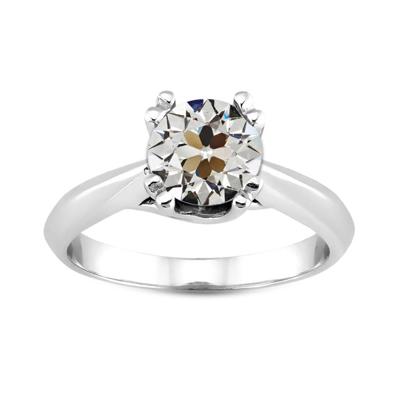 Round Old Cut Solitaire Diamond 2 Carats Engagement Ring