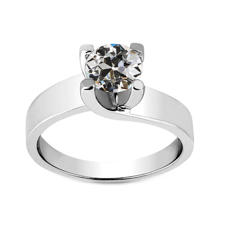 natural round diamond 2ct ring front view