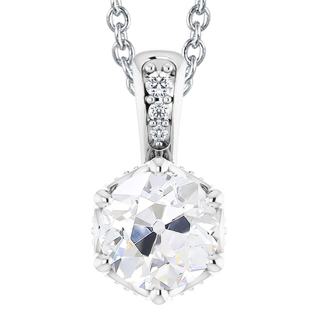natural round diamond 4.50ct pendant front view
