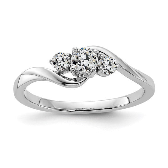 Round Old Mine Cut Diamond 3 Stone Ring Twisted Shank 1.50 Carats