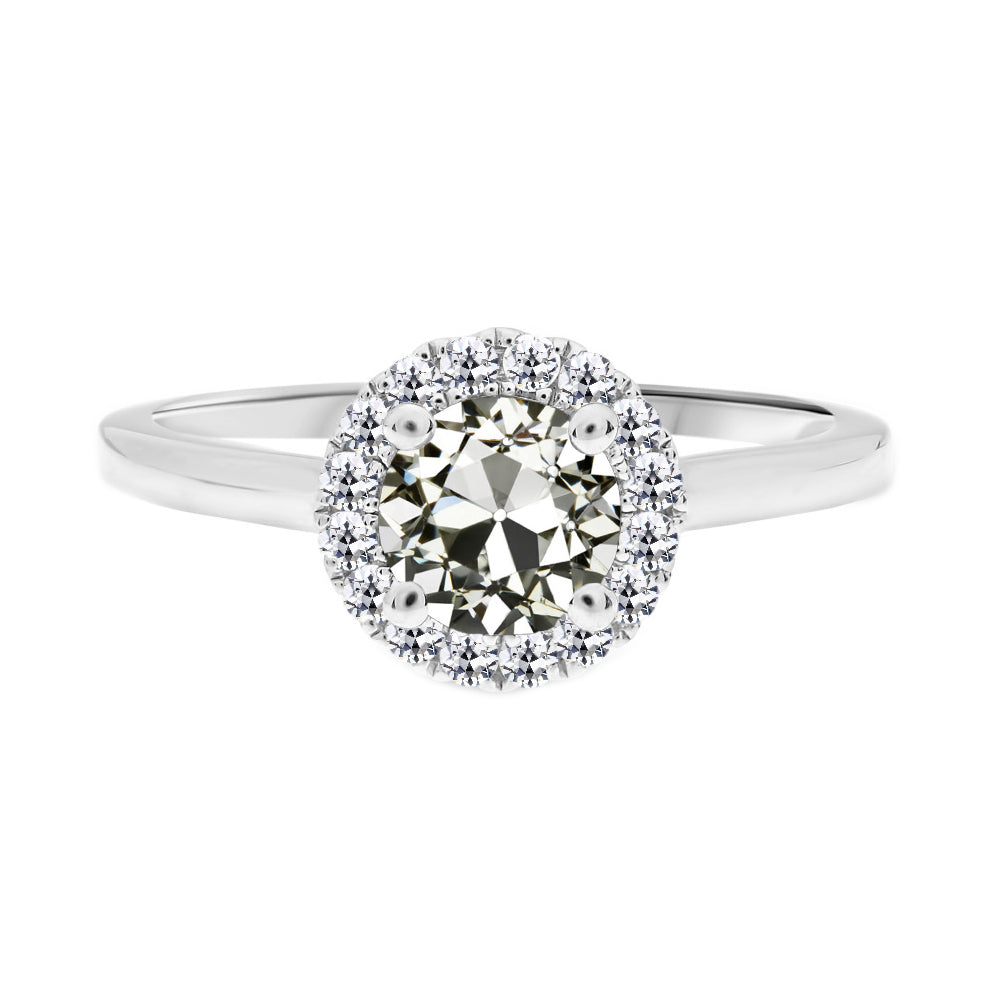 Round Old Mine Cut Diamond Engagement Halo Ring 2 Carats