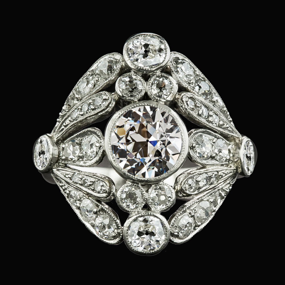 Old Mine Cut Diamond Ring Bezel Set Jewelry