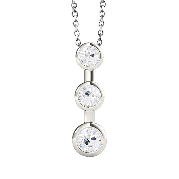 Round Old Mine Cut Diamond Pendant & Chain