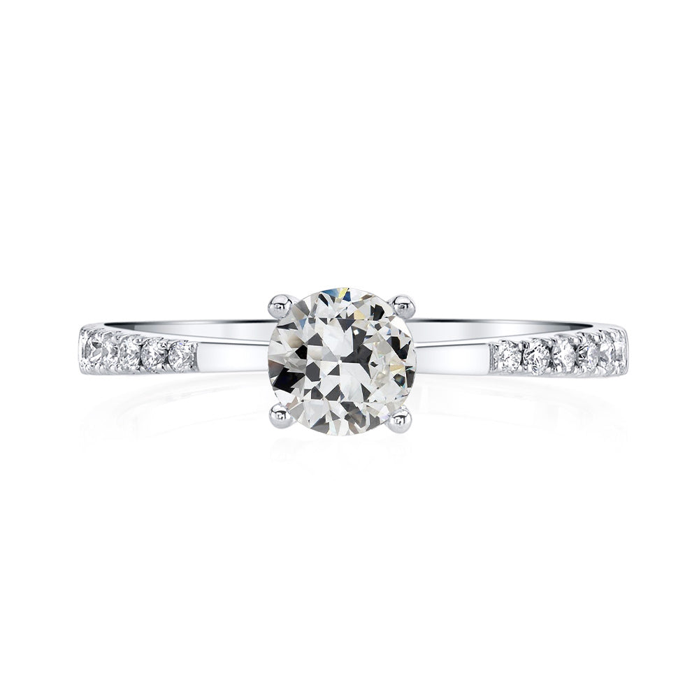 Round Unique Lady’s Style White Sparkling Engagement White gold Old Mine Cut Diamond Ring Gold
