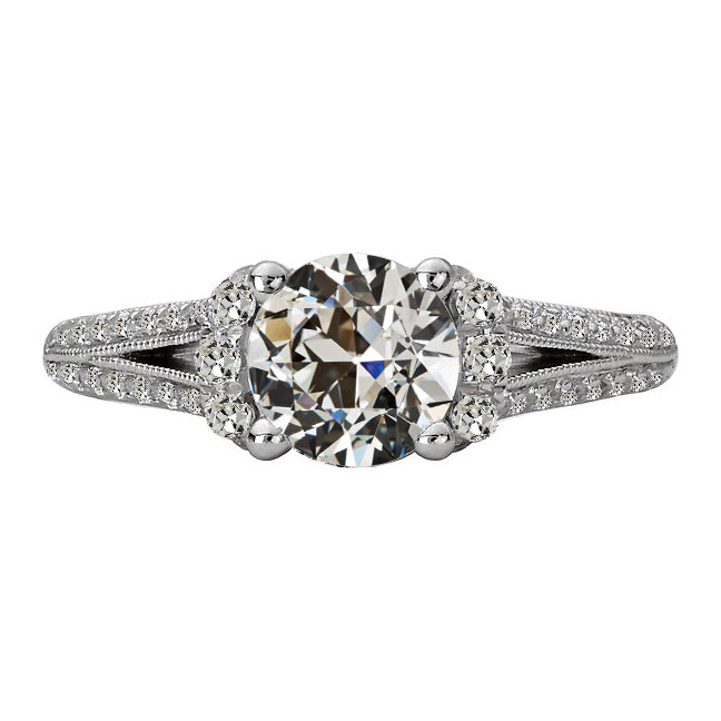 Round Lady’s Unique Style White Sparkling Weeding Engagement White gold Old Miner Cut Diamond Ring