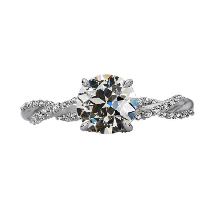 Lady’s Unique Style White Sparkling Weeding Engagement White gold Old Miner Cut Diamond Ring Pave Set