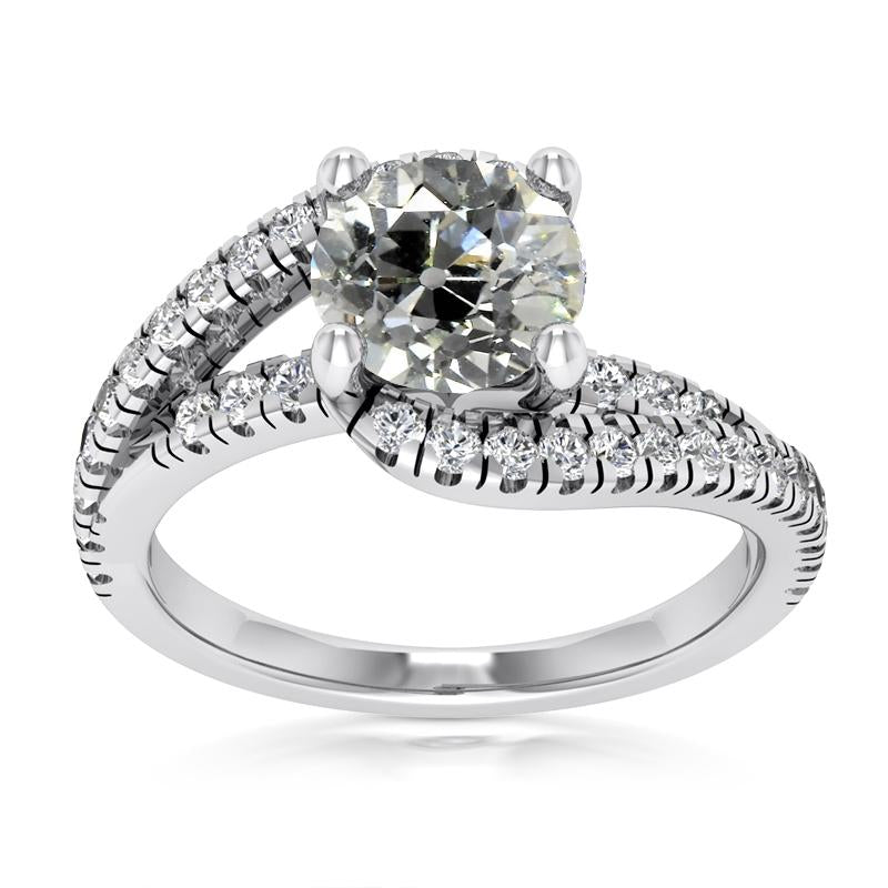 White twisted gold Round Old Miner Diamond Ring