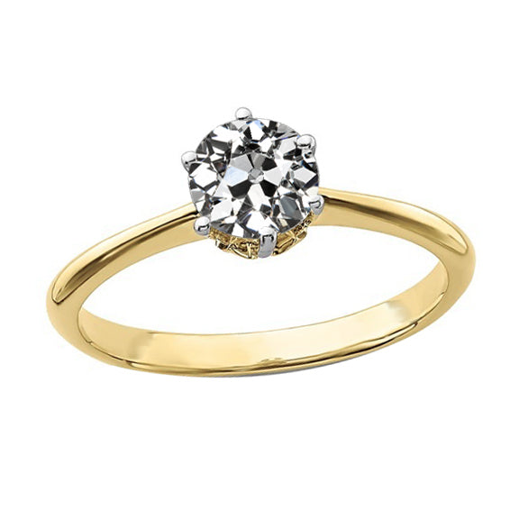 Old Miner Cut Diamond Solitaire Wedding Ring