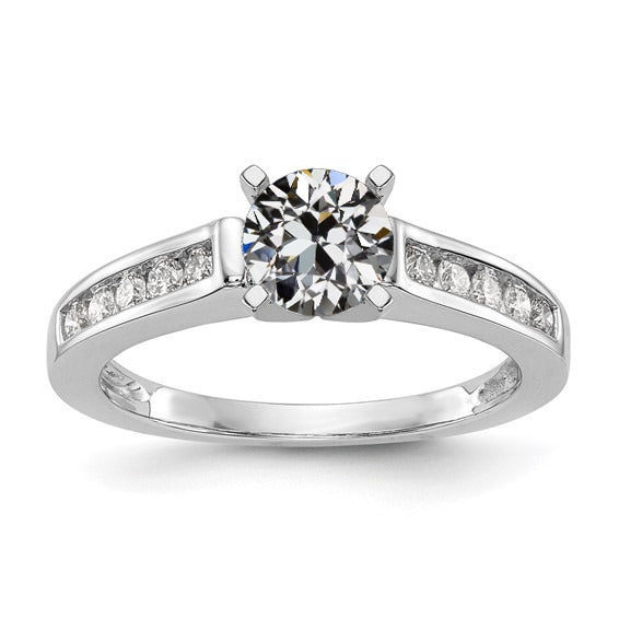 Round Old Mine Cut Diamond Wedding Ring
