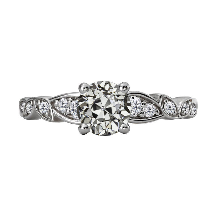 Old Miner Cut Diamond Wedding Ring Gold Prong Set