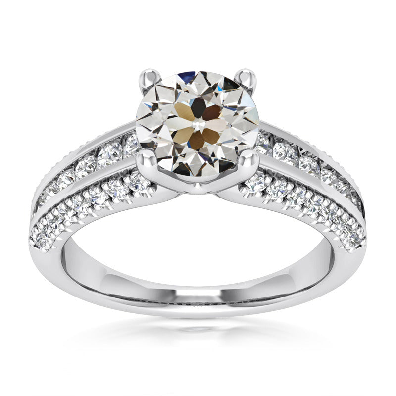 Round Old Mine Cut Miner Diamond Ring