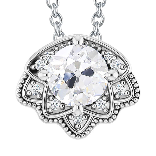 Old Miner Diamond Pendant With Chain White Gold