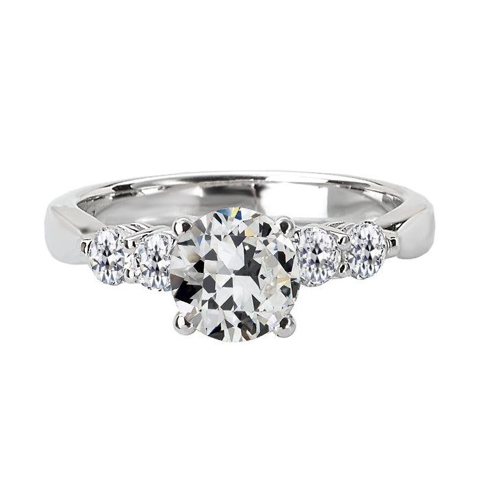 Lady’s Sparkling Unique Engagement White Gold Anniversary Ring Old Miner Diamond Anniversary Ring Stones