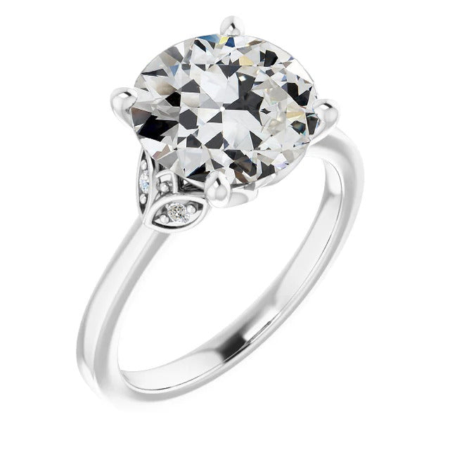 Lady’s Twisted Sparkling Unique Engagement White Gold Anniversary Ring Old Miner Diamond Anniversary Ring Leaf Style