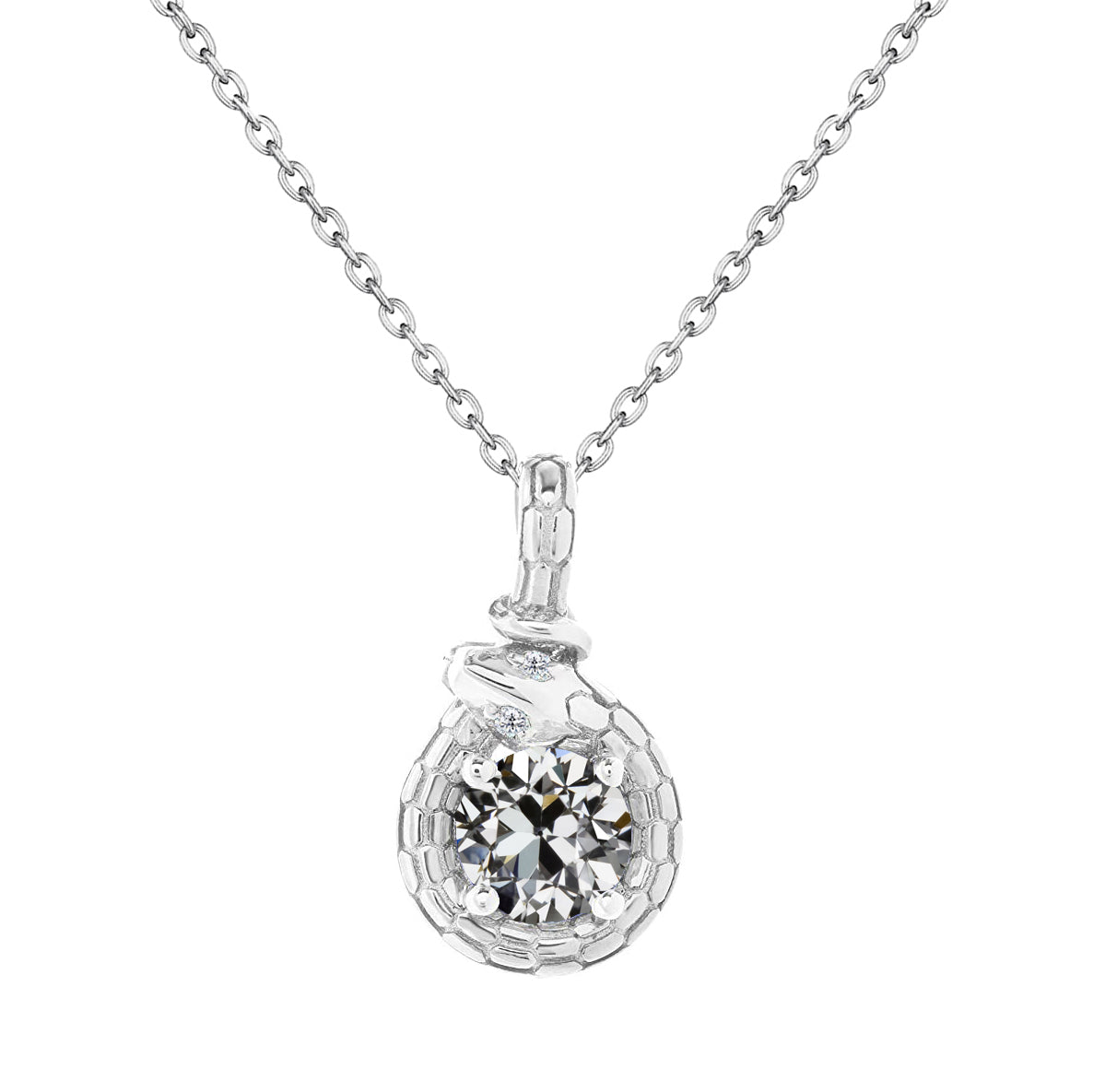 Round Old Miner Diamond Bezel Set Pendant 1.75 Carats 14K