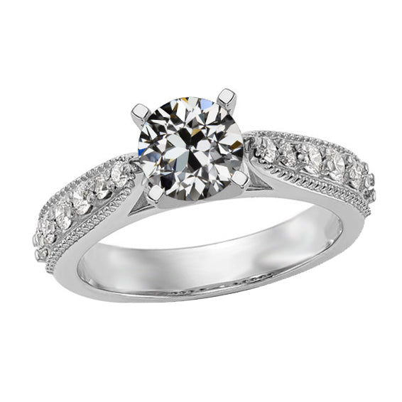 Round Old Miner Diamond Engagement Ring