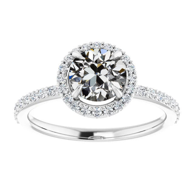 Old Miner Diamond Halo Wedding Ring Prong Set