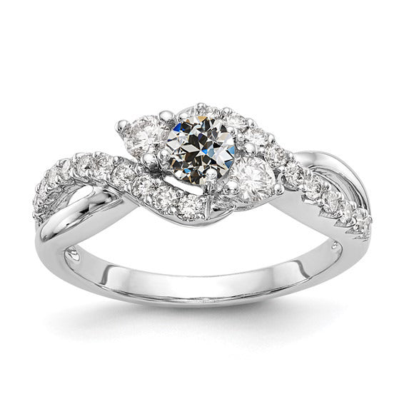 3 Stone Round Old Miner Diamond Ring