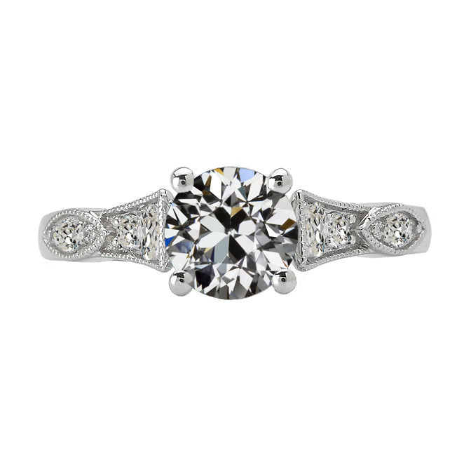 Lady’s Unique Style White Sparkling Weeding Engagement White gold Round Old Miner Cut Diamond Ring