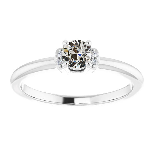 Fancy Sparkling Vintage Style White Gold Weeding Anniversary Old Miner Diamond Ring Stone White Gold Jewelry