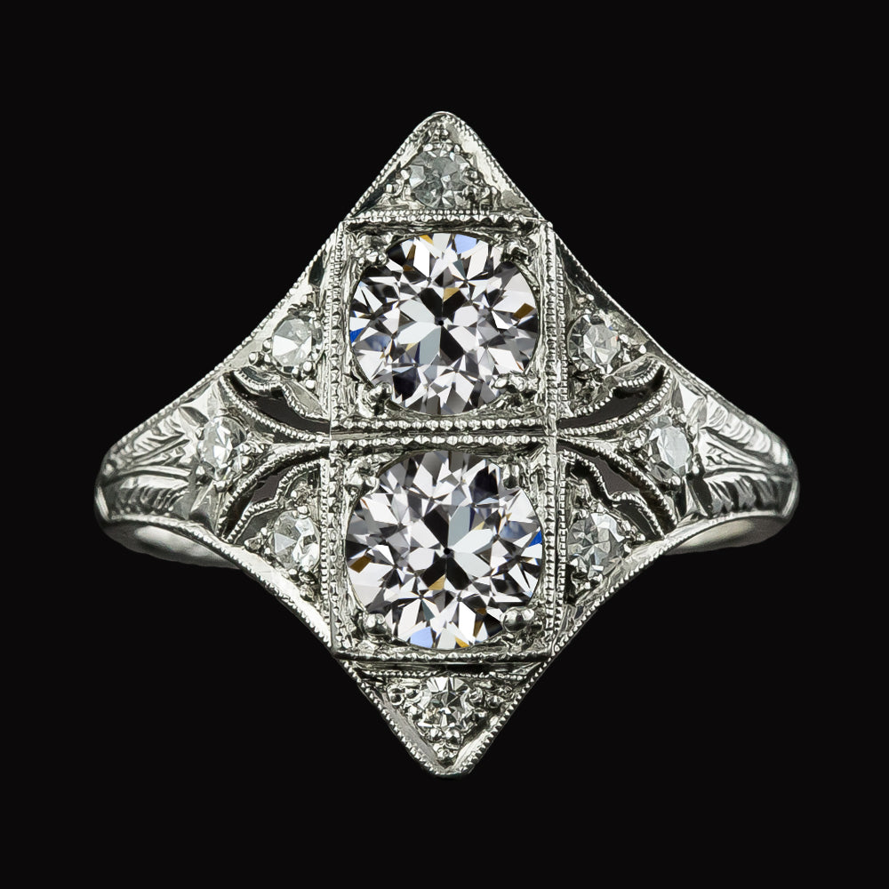 Old Miner Diamond Ring Antique Kite Style Filigree