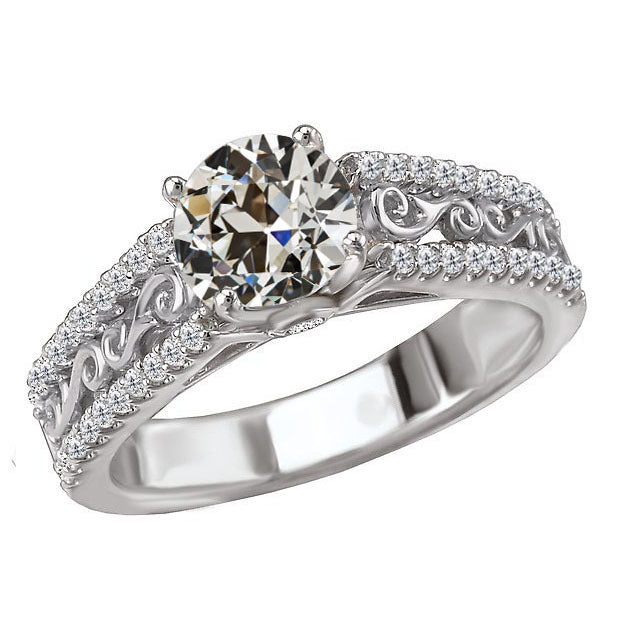 Round Old Miner Diamond Ring Vintage Style