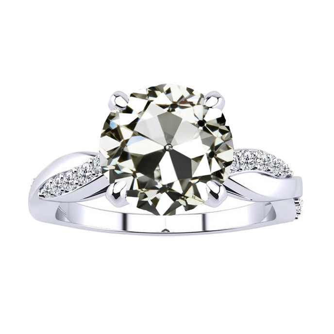 natural round diamond 5ct ring front view