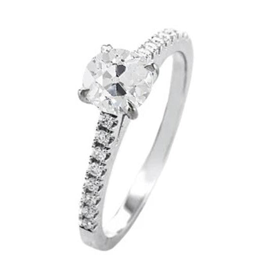 Split Shank Jewelry White Gold Solitaire Ring with Accents