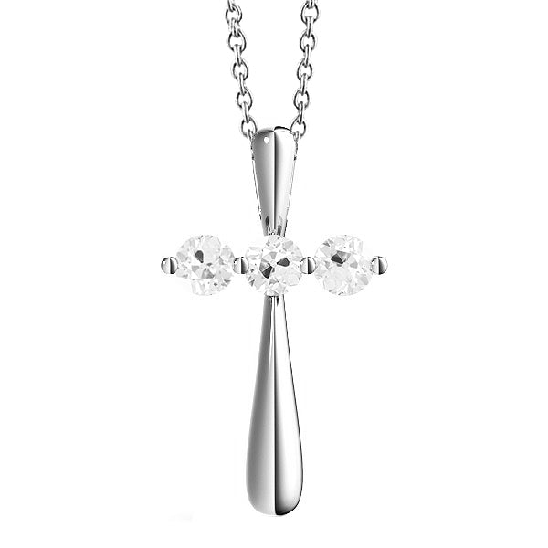 Old Miner Cut Gold Cross Diamond Pendant With Chain