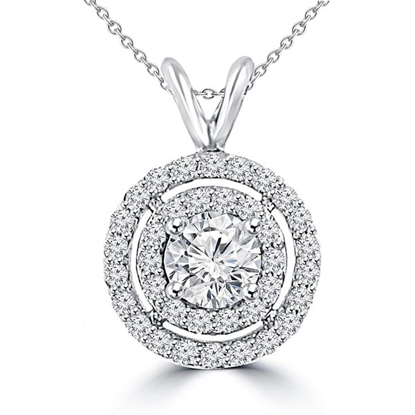 Round Shaped Lab Grown Diamond Circle Pendant Necklace 3.50 Carat White Gold 14K