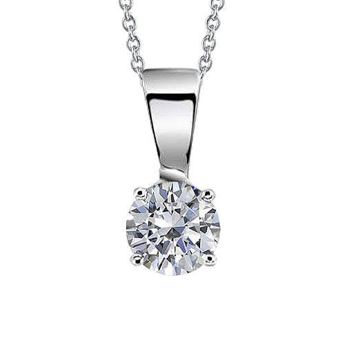 Round Solitaire Lab Grown Diamond Pendant Necklace 2.50 Carats White Gold 14K