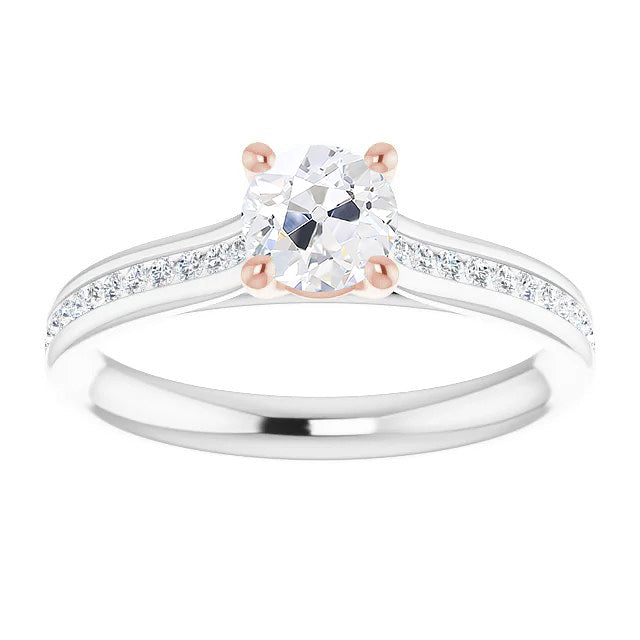 Fancy Solitaire Ring with Accents White Gold Diamond
