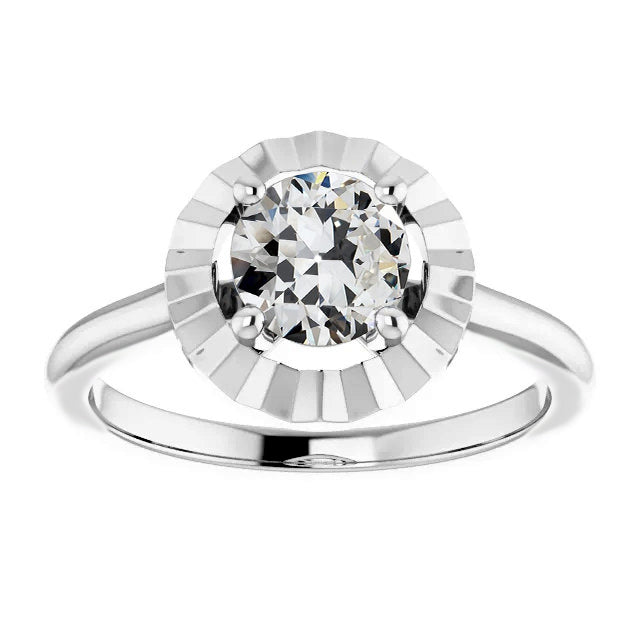 Solitaire Ring Old Miner Cut Diamond Ladies Jewelry