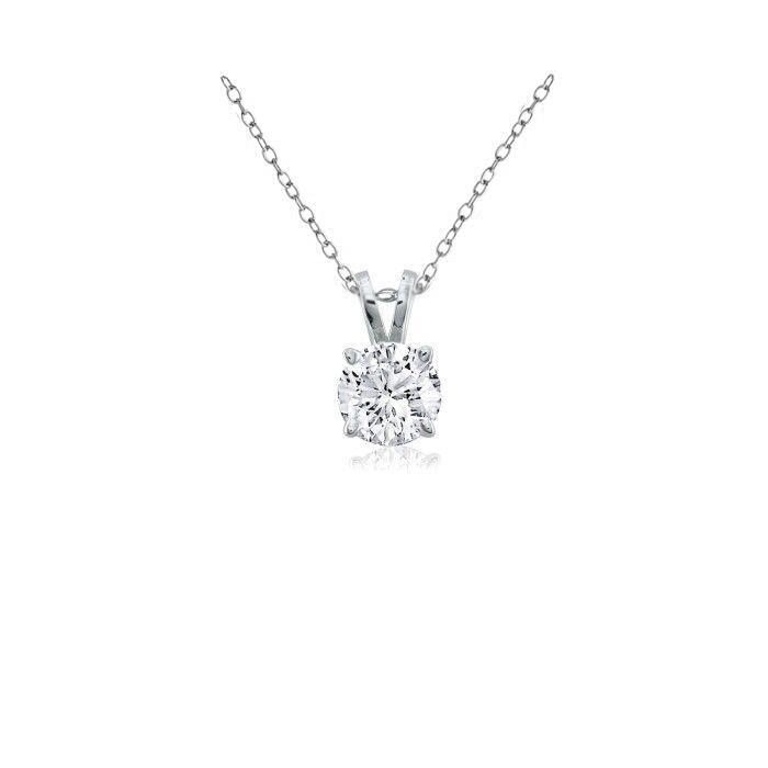 Round 1.50 Carats GIA Certified Lab Grown Diamond Pendant Necklace White Gold 14K