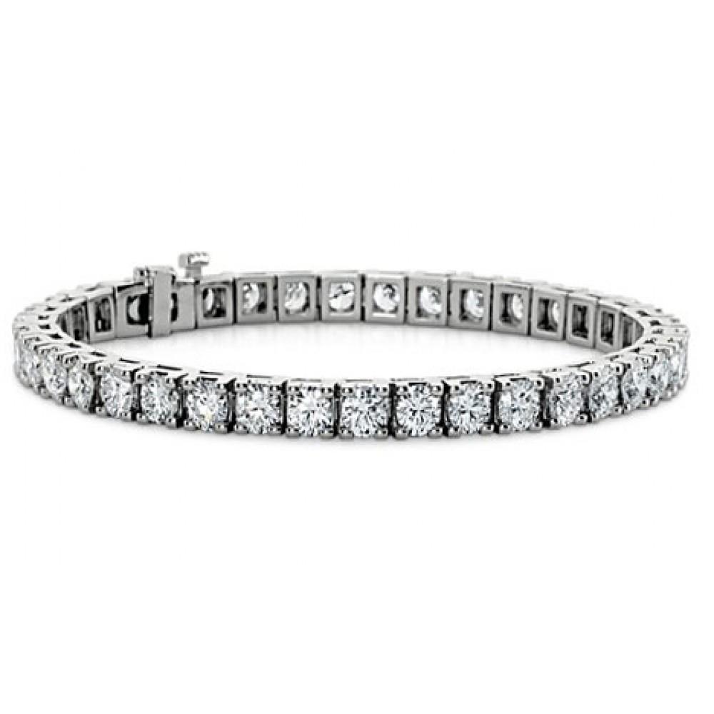 Round Brilliant Cut Lab Grown Diamond Tennis Bracelet 10 Carat White Gold