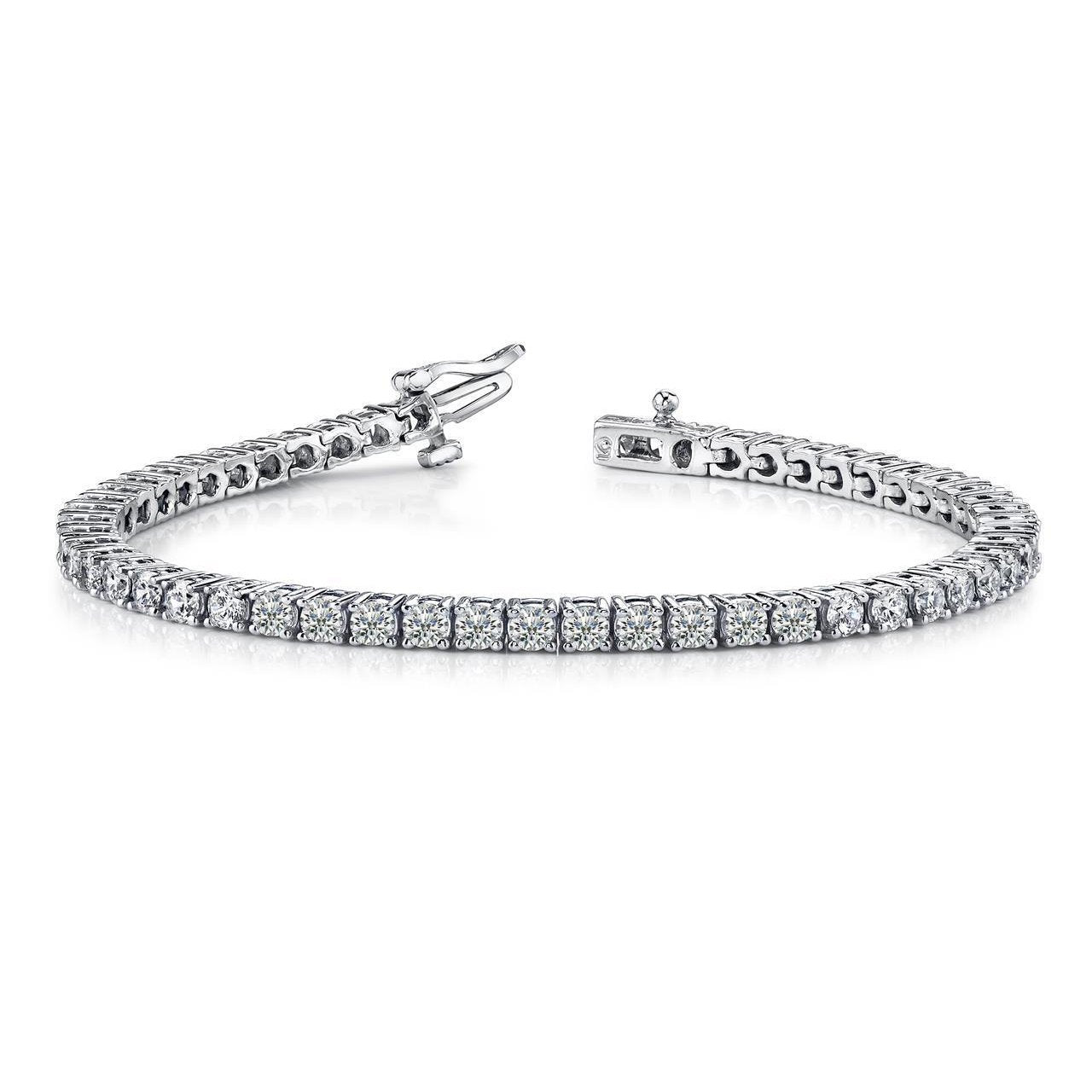 Round Brilliant Lab Grown Diamonds Tennis Bracelet White Gold 5.30 Carats