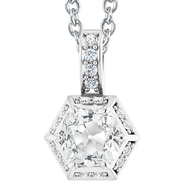 Round & Cushion Old Cut Halo Diamond Pendant