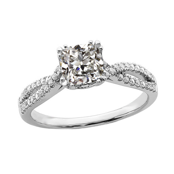 White Shinny Anniversary Old Miner Cut Diamond Ring